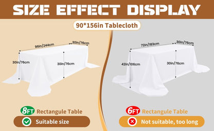 fani 8 Packs Tablecloth 90 x 156 Inch, Ivory Polyester Table-Cloth for 8ft Rectangle Tables, Stain and Wrinkle Resistant Washable Fabric Table Cover for Wedding Banquets Parties Buffet Dining