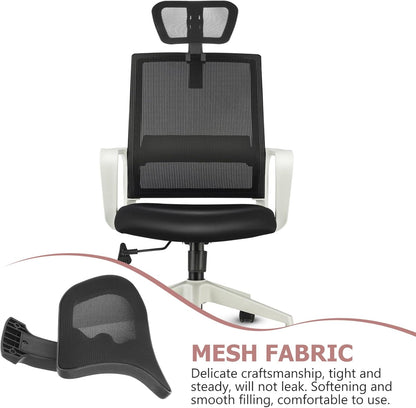 BESPORTBLE Adjustable Office Chair Headrest Attachment, Black Mesh Nylon Frame Universal Head Support Cushion