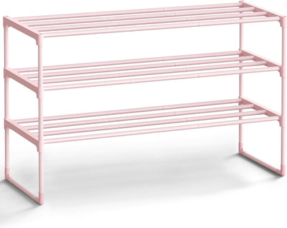 3-Tier 16-20 11.8 36.2 21.7 Inches, ULSA303S01 SONGMICS Shoe Rack, Shoe Organizer, Metal Storage Shelf, Upright