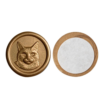 Mceal Wax Seal Stickers - 50 Pcs Gold Cat 3D Embossed Stickers with Strong Adhesive 30mm/1.18Inches Diameter for Invitation Gift Wrapping Christmas Holiday