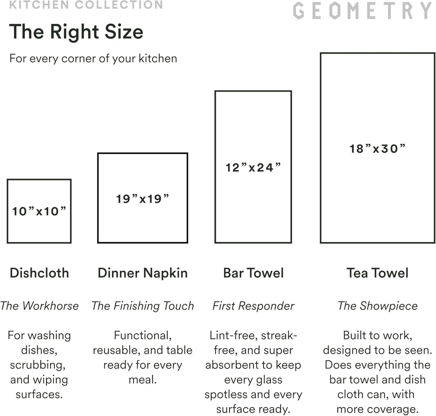 18" 30" 1 Pack GEOMETRY Kitchen Tea Towels - Quick Dry Microfiber Dish Towels for Kitchen All Lined Up, x