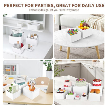 8PCS Buffet Risers，Large Food Risers for Buffet Table, Dessert Table Display Set,Food Stands for Display Party，Collectibles Jewelry Display Stand, Acrylic Cube Boxes big size(10"-9"-8"-7"-6"-5"-4"-3")