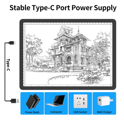TOHETO A4 Light Board for Diamond Painting, Super Bright Magnetic Light Pad with Side Buttons, Lightbox for Tracing and Drawing, Corded Light Table for Sketching, Animation, Weeding Vinyl (Black)