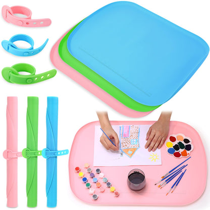 LemonRoad 3 Pack Art Silicone Mats for Crafts 24" x 16" Painting Mat with Raised Side to Stay Tidy Drawing Paint Silicone Craft Mat for Clay Resin Jewelry Making DIY Crafts Creation