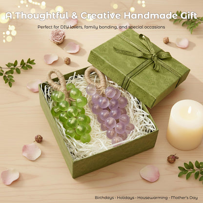 DIY Grape Soap Making Craft Kit for Beginners & Adults, Includes 2 Silicone Molds, 65 FT Jute Twine, 1 Tweezers, 1 Gift Box, Handmade Home Decor Ready for Gifting (Without Soap)