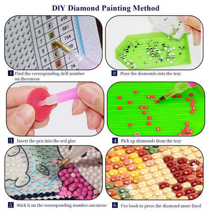 Dorwendis Diamond Painting Kits for Adults,4 Pack DIY Henhouse Chicken Diamond Art Kits for Beginners,5D Diamond Art for Adults,Full Round Drill Paint by Diamond Painting for Wall Decor Gifts12X12inch