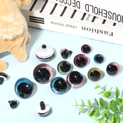 MUCUNNIA 168pcs 3D Glitter Safety Eyes 16-35mm Moon Safety Eyes for Crocheting with Washers Large Safety Eyes for Amigurumi Crochet Eyes for Stuffed Animals Doll Making Gift for Crochet Lovers