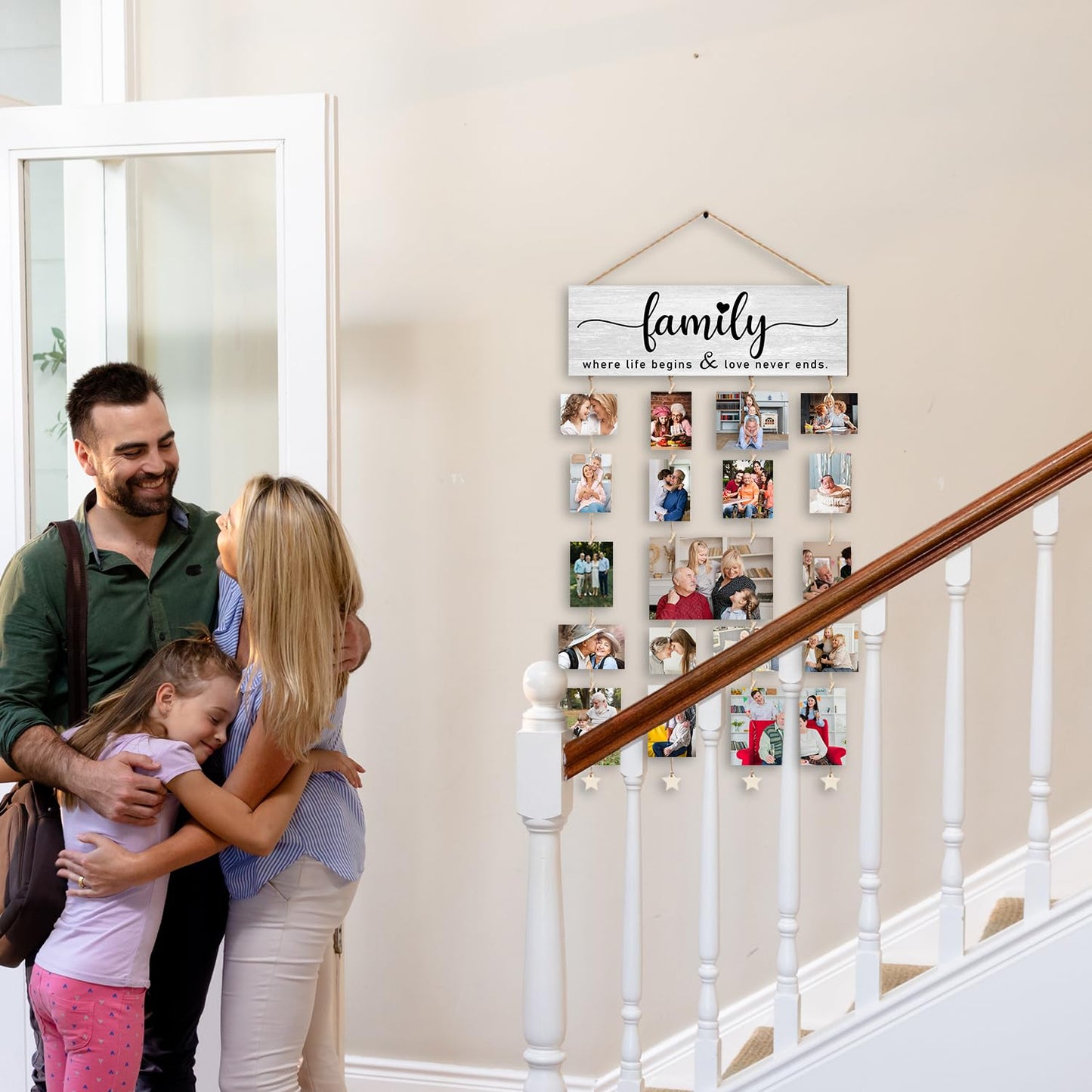 Orchroma Picture Frames Collage Photo Hanging Display Picture Board,Family Picture Frames Collage Wall Decor,Family Where Life Begins and Love Never Ends,Home Living Room Bedroom Wall Decor