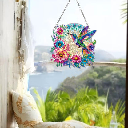Muzagroo Art 5D Hummingbird Diamond Art Kits for Adults, Hanging Ornament Kits for Windows, DIY Special Shaped Diamond Art Suncathcer, Crystal Window Hanging Pendant Ornament 2PCS (Hummingbird)