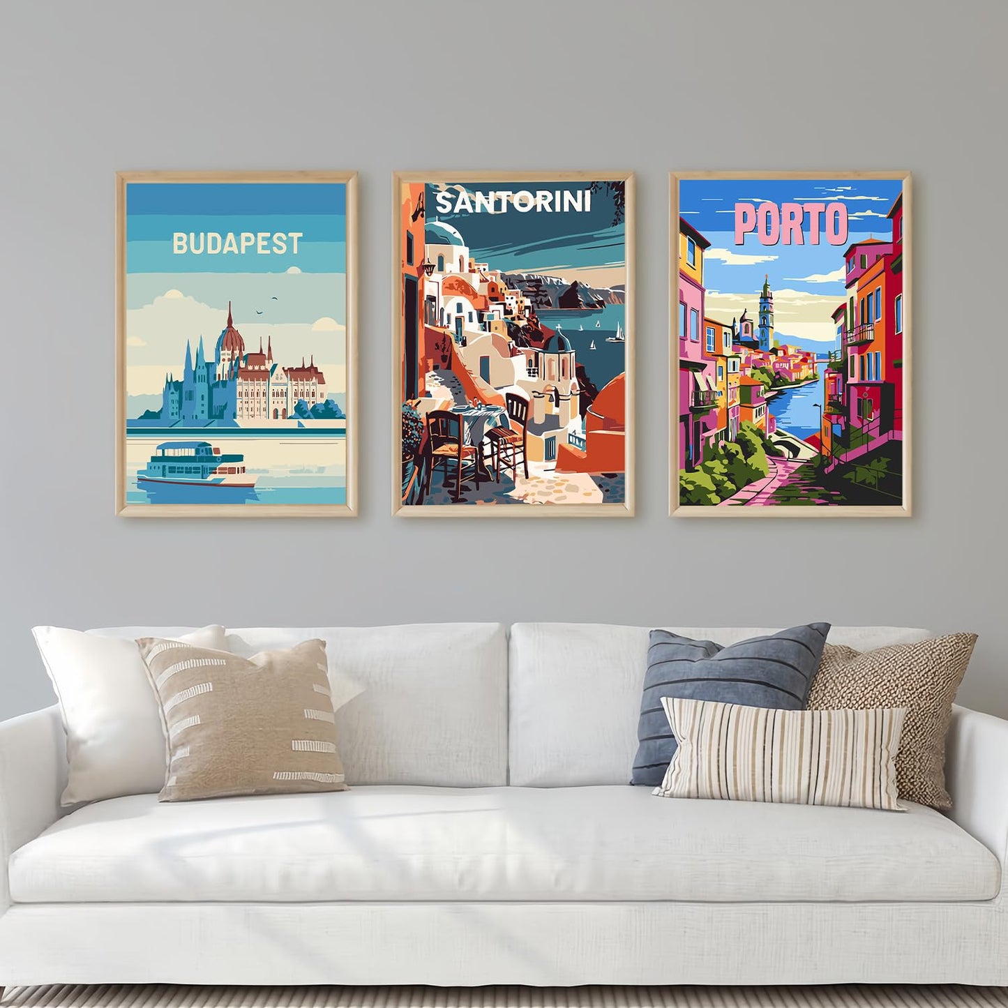 6 Pack Paint by Numbers Kit for Adults Beginner, Travel City Landscape Adult Paint by Number Kits on Canvas, DIY Acrylic Oil Easy Painting by Numbers for Home Wall Decor 8X12 inch (Without Frame)