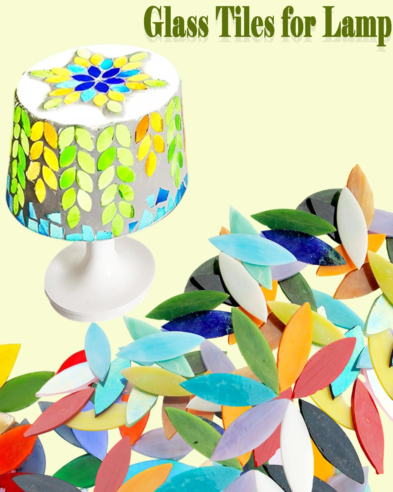 200g Flower Petal Stained Glass Tiles for Craft, 2inch Leaf Mosaic Tiles Pieces Kit for DIY Coaster Trivet Planter Mirror Lamp House Number Home Decorations (Summer Mixed)
