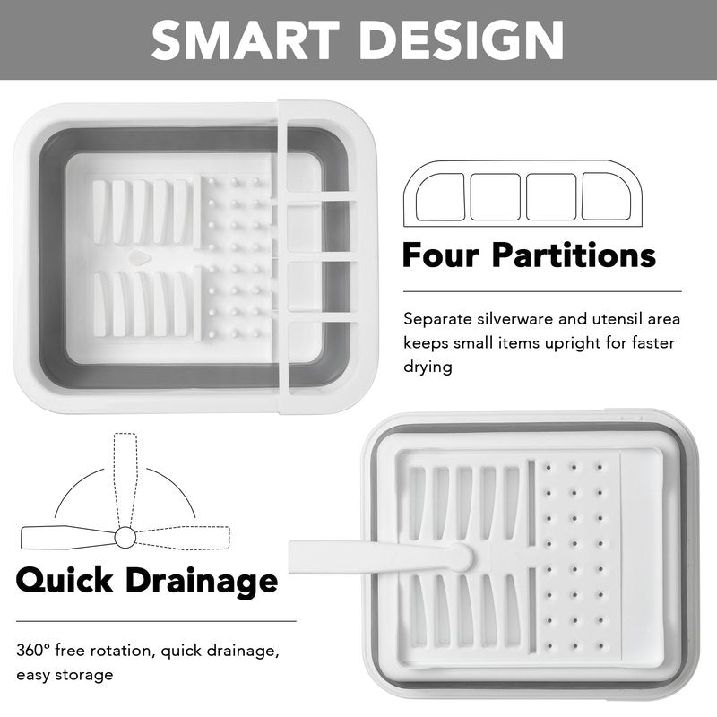 Tiawudi Collapsible Dish Drying Rack, Pop Up Dinnerware Drainer, Portable Plate Organizer for Kitchen RV Campers Travel Trailer, Space Saving Kitchen Storage Tray