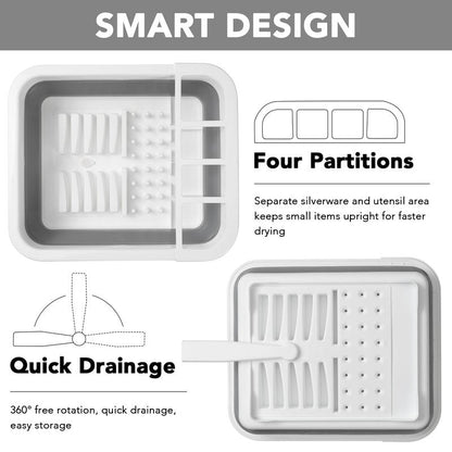 Tiawudi Collapsible Dish Drying Rack, Pop Up Dinnerware Drainer, Portable Plate Organizer for Kitchen RV Campers Travel Trailer, Space Saving Kitchen Storage Tray