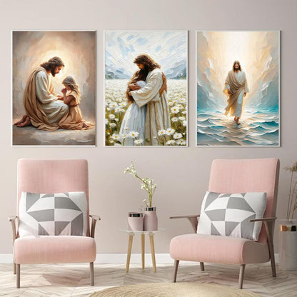 Paint by Numbers for Adults and Kids Beginner 3 Pack Christian Jesus Painting by Number Kits On Canvas Number Artist Paint by Number Kit DIY Oil Painting Acrylic Paints, Home Wall Decor(Frameworkless)