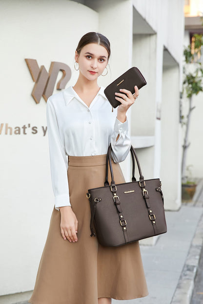 Montana West 3PCS Purses for Women Tote Bag and Wallet Set Shoulder Satchel Crossbody Bags Leather Handbag for Gift Travel Casual Work MWC3-C032WCF