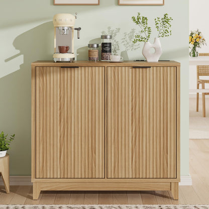 Double Tilt Out Trash Can Cabinet with Odor Control, Outlets, Fluted Trash Cabinet 13 Gallon Hidden Bin Storage, Modern Kitchen Cabinet with Soft-Close Door, Laundry Hamper Cabinet for Bathroom