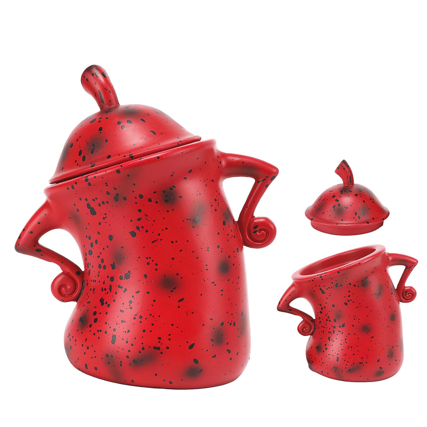 Ylapagne Canister with Attitude, Creative Forked Waist Jars with Lids, Retro Spotted Cup Food Cans Kitchen Storage Jars Airtight Canister for Tea Pot Desktop Cup Ornament(Red)