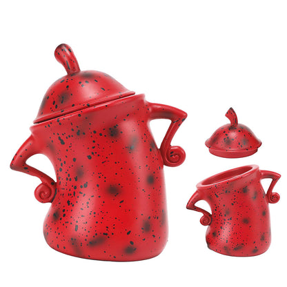 Ylapagne Canister with Attitude, Creative Forked Waist Jars with Lids, Retro Spotted Cup Food Cans Kitchen Storage Jars Airtight Canister for Tea Pot Desktop Cup Ornament(Red)