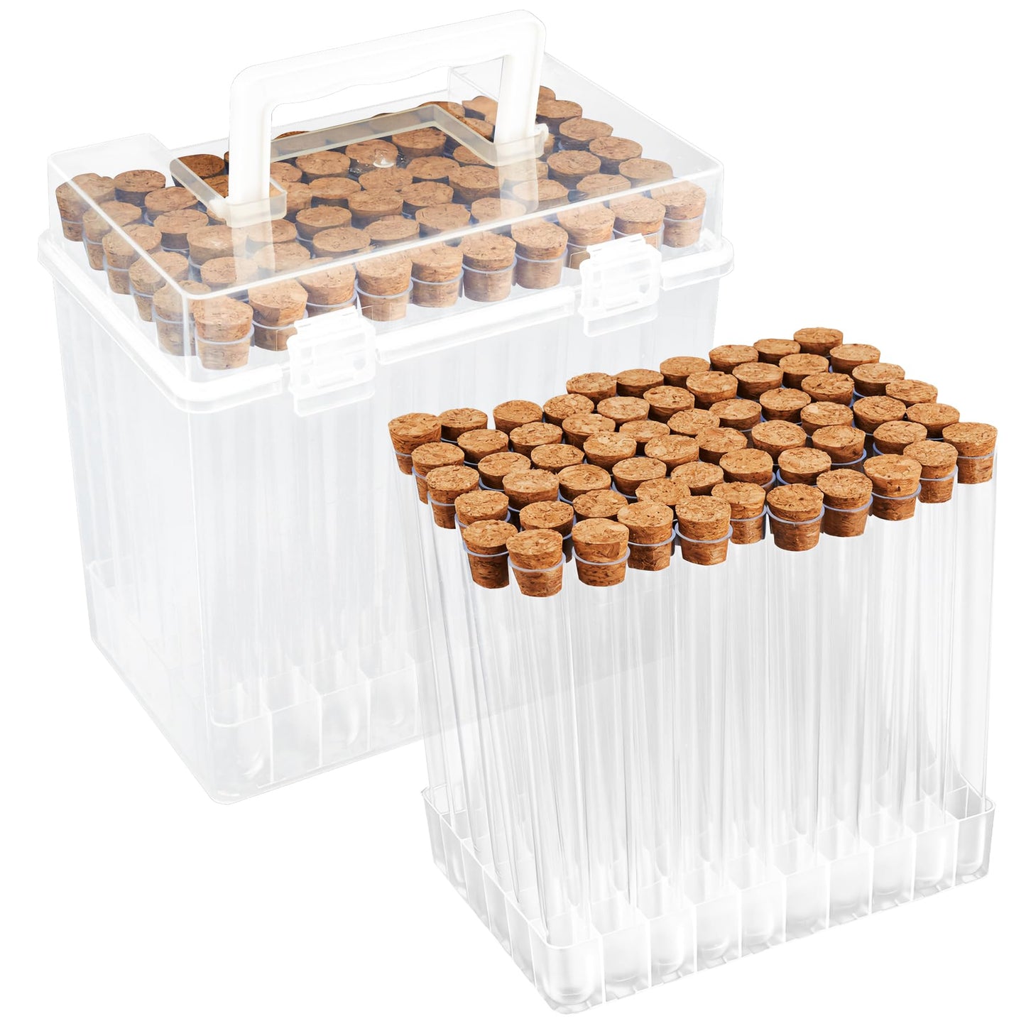 YONOVO 60 Diamond Painting Storage Containers Organizer, 6'' Bead Storage Tubes with Caps, Plastic Test Tube Holder with Cork Stopper Label&Stickers,Carrying Case Box for Dots Drill Rhinestone Glitter