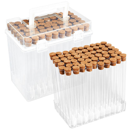 YONOVO 60 Diamond Painting Storage Containers Organizer, 6'' Bead Storage Tubes with Caps, Plastic Test Tube Holder with Cork Stopper Label&Stickers,Carrying Case Box for Dots Drill Rhinestone Glitter