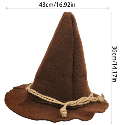 nigsouy Witch Wizard Hat for Adults, Felt Wide Brim Pointed Hat, Oktoberfest, Halloween Scarecrow Costume Accessory (Brown)