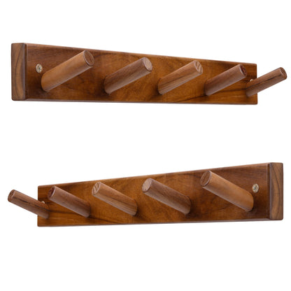 chiumay Natural Teak Wood Wall Hooks(Set of 2, 17.3") – Rustic Wooden Coat Hooks for Bathroom, Entryway & Bedroom – Durable Wall Pegs for Hanging Coats, Hats & Towels