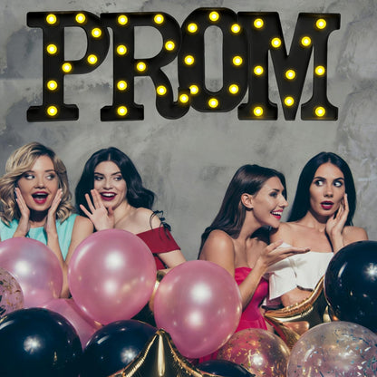 Prom Decorations 2026, 4 Pcs LED 3D Extra Large Light Up Letter Signs, Marquee Light Letters for 2026 Graduation & Prom Party Supplies(Black)