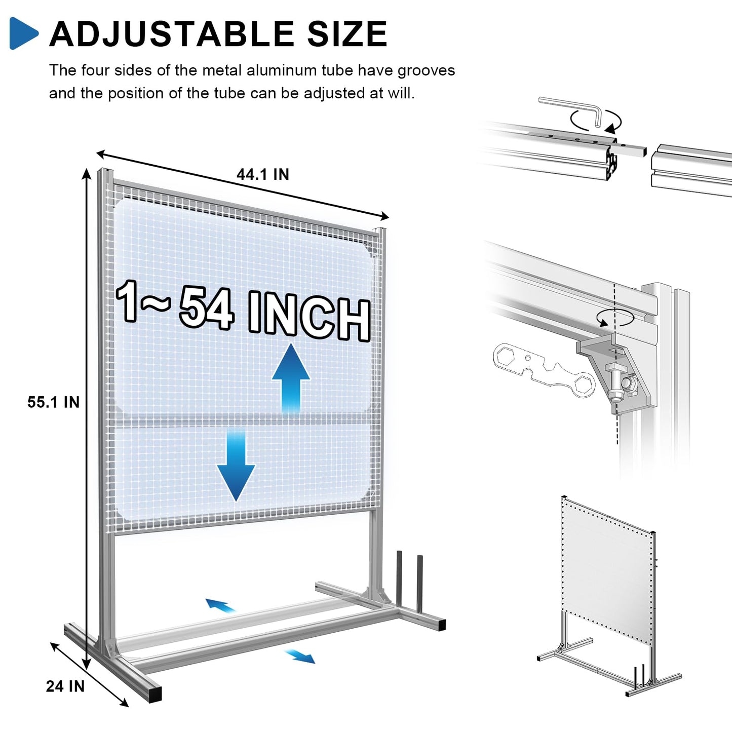 Rug Tufting Frame Kit, 55 Inches Aluminum Metal Tufting Frame for Rug Making, A Safer Tufting Cloth Stand for Tufting Beginners and Lovers