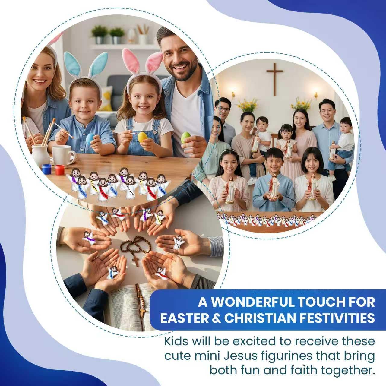 NOIENSI Jesus Loves You Figures 100 Pack – Multicolor Mini Jesus Figurines in Bulk, Little Jesus Figures for Easter, Church, and Religious Celebrations (Hand up)