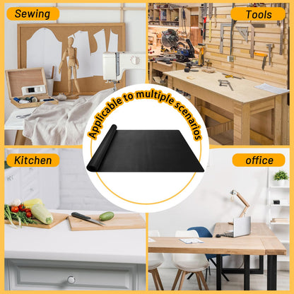 U0U 47.2" x17.3" Workbench Mat,Black PU Leather Work Bench Mat Top,DIY Worktable Mat Workbench Cover for Protects Work Bench Tabletop Countertop (Black, 47.2" x17.3")