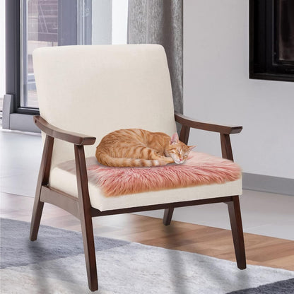 2 (1.6ft 1.6ft) Softlife Pink Faux Fur Sheepskin Chair Cover PCs Seat Cushion Pad Super Soft Area Rugs for Living