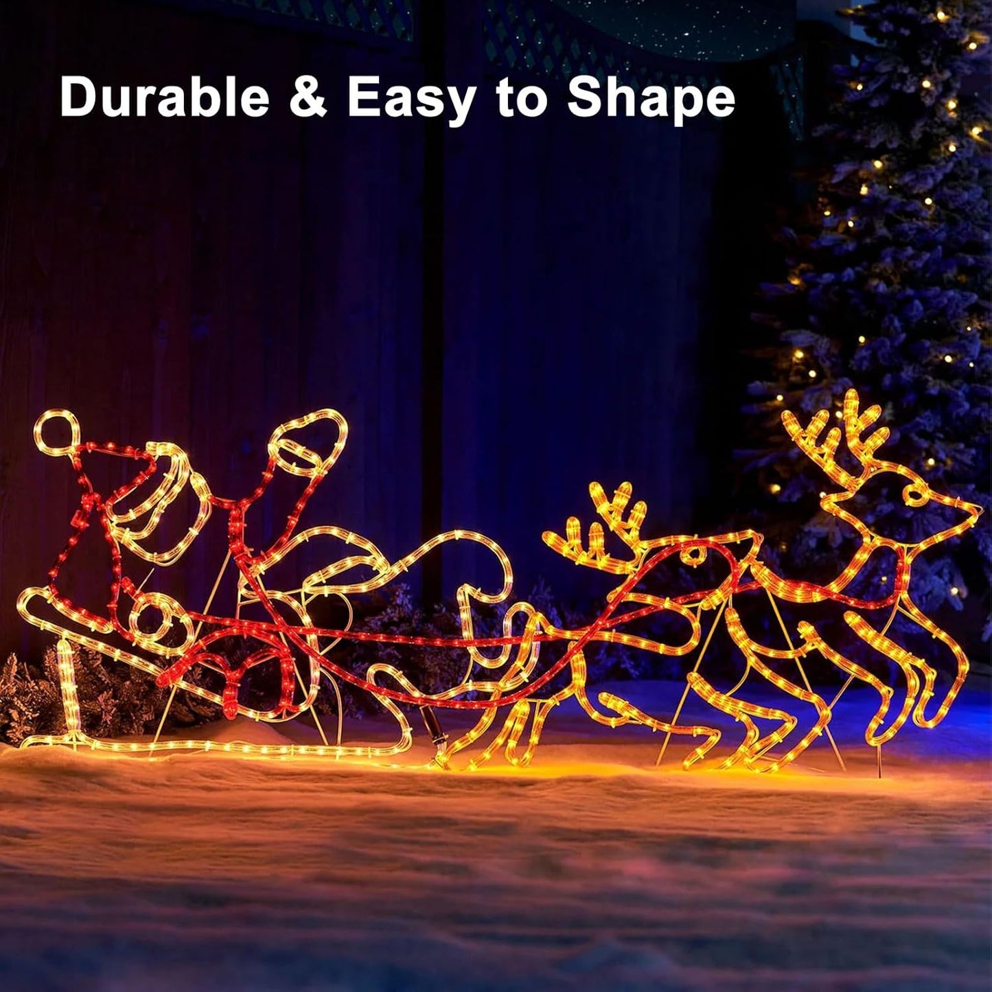 53Ft 160 echosari Rope Lights Outdoor Battery Operated, LED Rope String Lights Colors Changing with Remote Timer