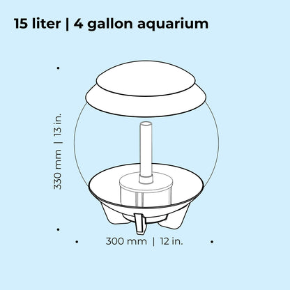 biOrb Halo 15 Acrylic 4-Gallon Aquarium with Multi-Color Remote-Controlled LED Lights Modern Compact Tank for Tabletop or Desktop Display, White