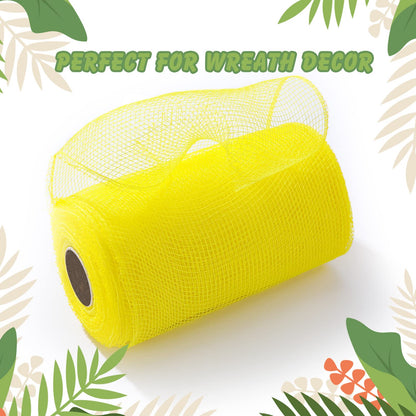 Waydress 4 Rolls Easter Decor Mesh Ribbon Making Supplies Poly Mesh Ribbon for Halloween Craft Wreaths Decorating 30 Feet Each Roll(6 Inch Wide,Yellow, White)