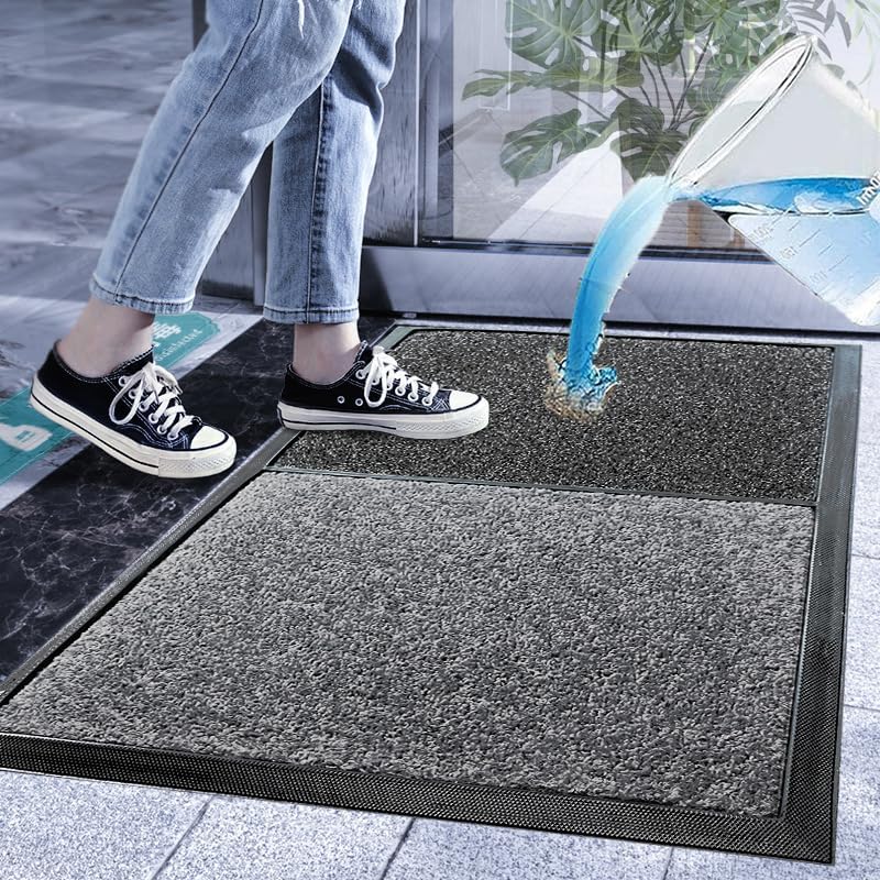 Outdoor Doormats, Shoe Disinfection Mat, Sanitizing Footbath Mat, Grey Wet Dry Rug for Outdoor Use