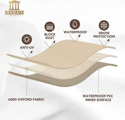 600D 77 34 33 inches HERA'S PALACE Waterproof Outdoor Bench Cover, Heavy Duty Outdoor Sofa Cover, Windproof & Anti-UV