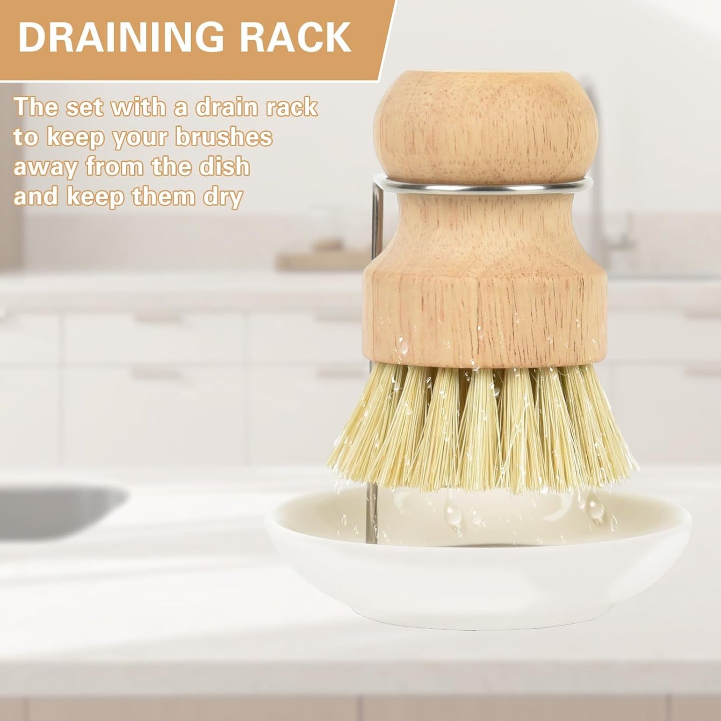 Qaskwaer Set 1 Set Wooden Dish Brushes, Dish Dishwashing Brush for Cleaning Dishes, Kitchen Wooden Cleaning Dsihes