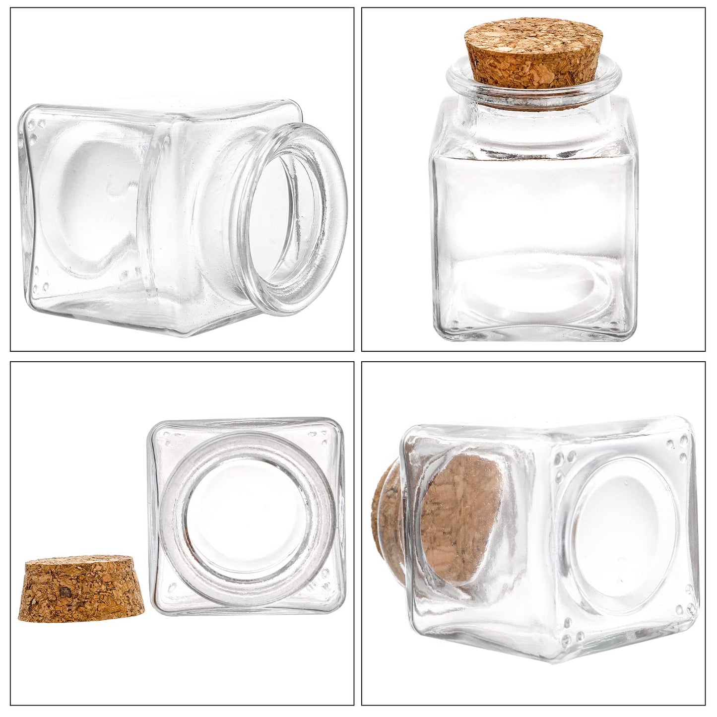 Dicunoy 20 PCS Glass Favor Jars with Cork Lids, 2 OZ Mini Square Vials Bottles for Herb Storage, Small Spice Containers for Tea, Jelly, Candy, Wedding & Party Favors, DIY Crafts