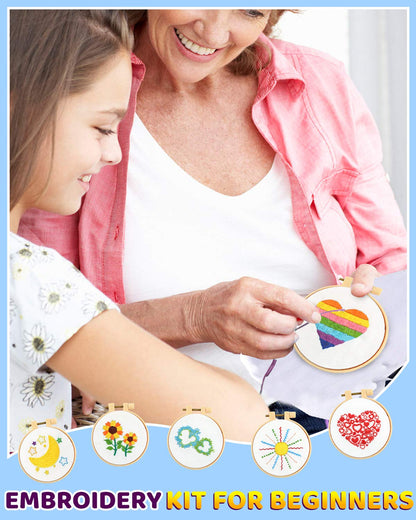 Pllieay 10 PCS Cross Stitch Kits for Beginners, Embroidery Beginner Kits for Kids 7-13, Include Instructions, Cross Stitch Kits with Pattern, Needlepoint Kits for Embroidery Projects