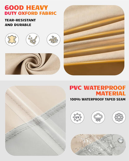 Vailge Heavy-Duty Waterproof Patio Table Cover - Rectangular/Oval Design | Large Beige & Brown