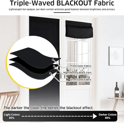 NICETOWN Magnetic Blackout Curtains - Thermal Insulated Privacy Blinds for French Doors | 27" x 64", Black