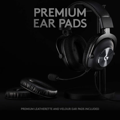 Logitech G Pro X Wired Gaming Headset: Blue VO!CE Detachable Boom Mic, DTS 7.1, 50 mm Drivers, USB/3.5mm Aux, Spare Memory Foam Ear Pads, USB DAC & Bag Included - Black