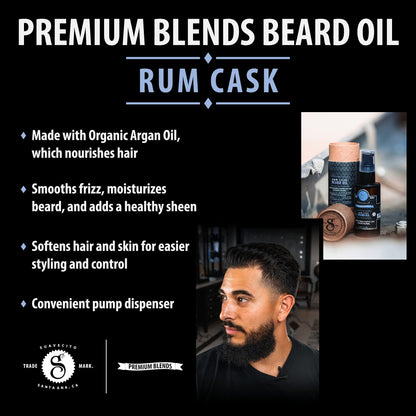 Suavecito Premium Blends Beard Oil - Leave-In Beard Conditioner For Softening Hair, Hydrating Skin, Eliminating Beard Dandruff, Healthy Beard Growth - 1 oz