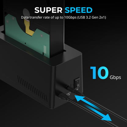 SABRENT USB-C Hard Drive Docking Station, 2.5"/3.5" Inch SATA SSD & HDD Tool Free 10Gbps Docking Station, Hot Swappable, Supports 20TB Drives, for Windows and Mac (DS-UC1B)