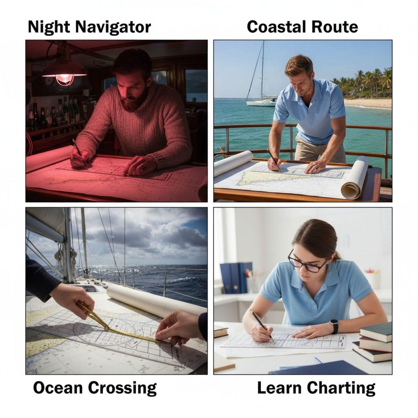3 Pcs Marine Navigation Kit, Nautical Chart Plotting Tool Set with Single Hand Divider, Navigation Ruler and Protractor, Drafting Supplies for Boating, Sailing, Seafaring
