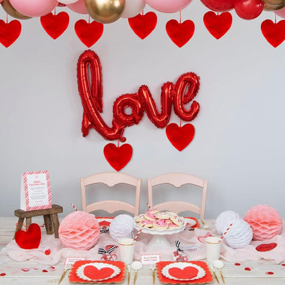 Valentines Day Decorations Valentines Red Heart Velvet Bows 4 pc 6 * 6 in Red Heart Hanging for Home Wall Door Hanger Decor Valentines Wedding Anniversary Birthday Party Supplies