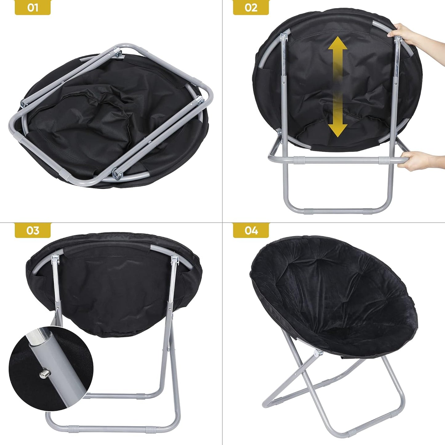 Nova Microdermabrasion Folding Faux Fur Moon Chair Soft Plush Lounge Chair Moon Chair with Metal Frame for Bedroom