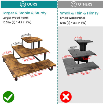 ELITEROO 3 Tier Wooden Retail Display Shelves, Portable Display Rack for Retail Counter Top Craft Shows, 3 Step Corner Tiered Table Display Tower Stand for Cupcake Jewelry Card Sticker Display