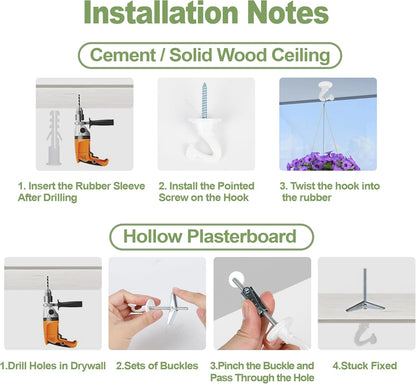 Aidoclip Ceiling Hooks - 6 Pcs Heavy-Duty Metal Plant Hangers for Indoor & Outdoor Use
