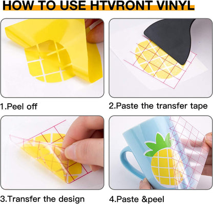 HTVRONT Permanent Adhesive Vinyl for Cutting Machine- 45 Vinyl Sheets 12" x 12" & 5 Transfer Tape Sheets Set for Craft Projects, Signs, Scrapbooking (Multi Color 50pack)